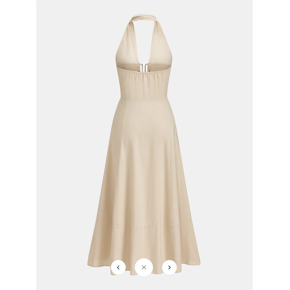 NWT Commense Cut-Out Linen-Blend Halter Maxi Dress Sz M - Picture 3 of 5